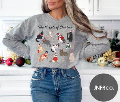 The 12 Cats of Christmas Crewneck Sweatshirt