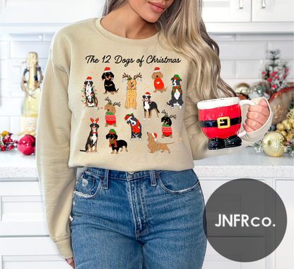 The 12 Dogs of Christmas Crewneck Sweatshirt