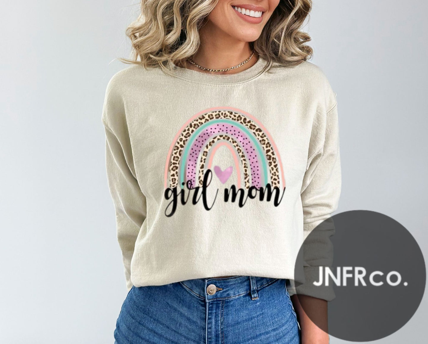 Girl Mom Rainbow Crewneck Sweatshirt