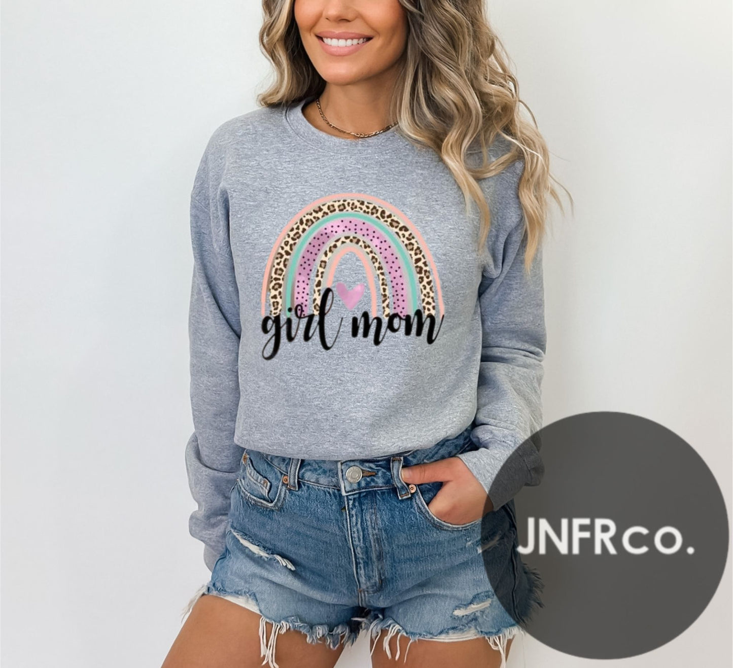 Girl Mom Rainbow Crewneck Sweatshirt