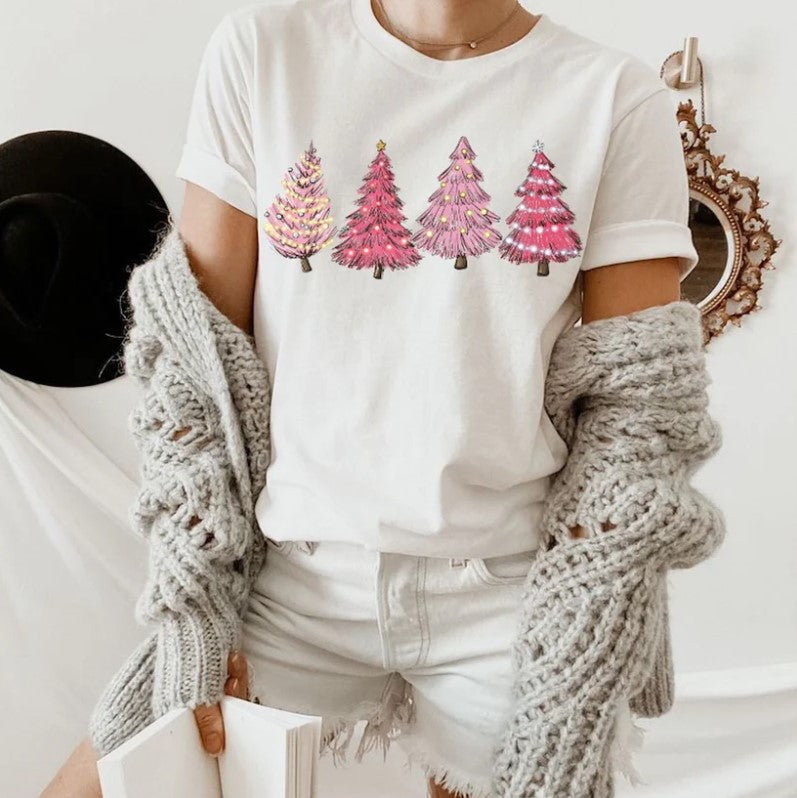 Pink Christmas Tree T-Shirt