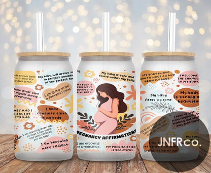 Pregnancy Affirmations 16oz. Glass Can