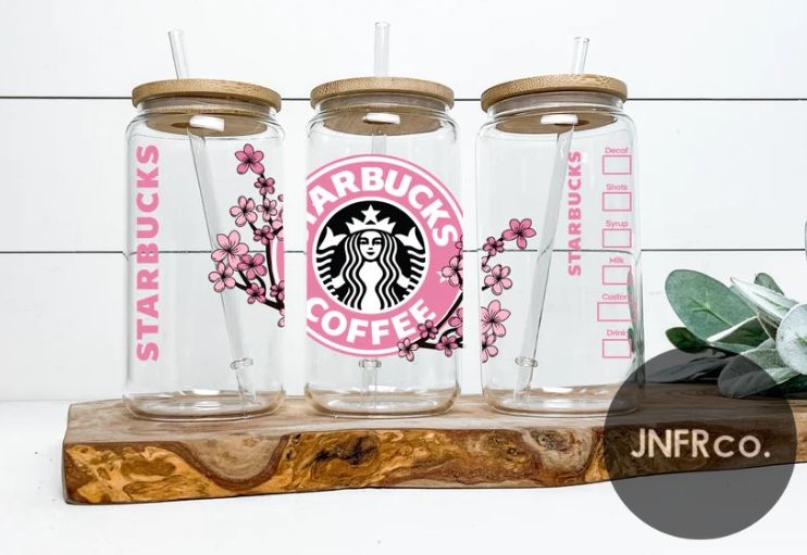 Cherry Blossom Coffee 16oz. Glass Can